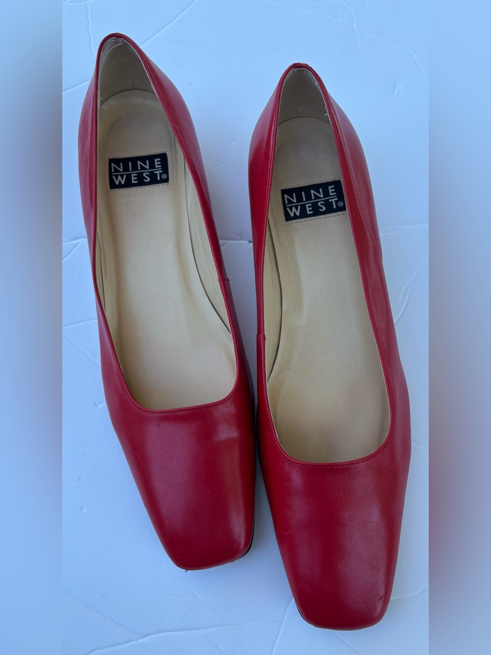 Nine West Red Leather square heeled shoe Size 11M
